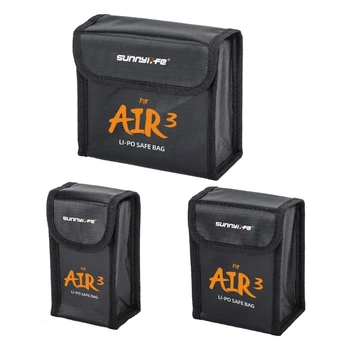A bateria Segura Sacos de AR 3 Baterias à prova de Fogo, Sacos de Voo de Armazenamento da Bateria Caso Essencial Voo Acessórios