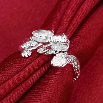 Oferta especial 925 Carimbo de Prata Anel de cor Para os homens, mulher fina Dominante Dragão anel de Moda Festa de Natal, Presentes de Jóias