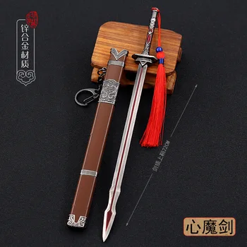 22cm Coração Demônio Espada Chinesa Antiga de Metal Revestido de Frio Arma Modelo de Enfeite de Brinquedos Boneca de Equipamentos de Casa de Decoração, Acessórios