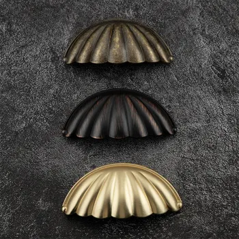 Bronze Antigo Shell Knob Porta De Armário Do Armário Gaveteiro Móveis Alça De Puxar