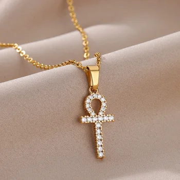 Goth Cruz Colar para Mulheres da Cor do Ouro Colar Chain de Aço Inoxidável de Luxo Designer de Jóias de Presente de Natal Frete Grátis
