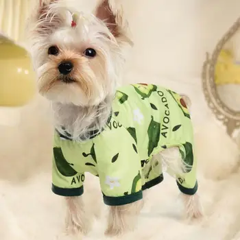 Cão bonito de Roupa Adorável dos desenhos animados Impresso Cão Pijama Confortável Respirável Roupas para Cães de Pequeno porte de Fácil Suprimentos para animais de Estimação Animais de estimação