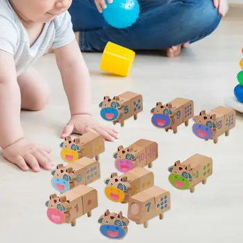 10Pcs de Madeira de Classificação de Empilhamento Bloco de Pré-escola Montessori de Aprendizagem Brinquedos para Idade 4 5 6 Unisex Crianças Presentes de Aniversário
