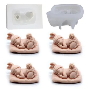 3D Bebê Dormir Molde de Silicone para bombons de Chocolate Fondant Molde de Sabão Artesanal de velas Gesso, Resina Ferramenta para Tomada de
