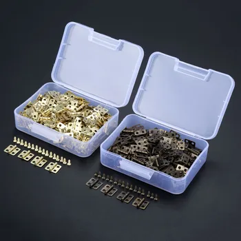 200pcs/caixa de Mini Ferro de 4 Furos de Dobradiças + 800pcs Parafusos 13*12mm Antique Bronze/Dourada, Decoração de Móveis de Madeira, Caixa de Jóias DIY de Hardware