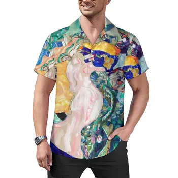 Gustav Klimt Art Praia Camisa Pintura Bebê Havaí Camisas Casuais Homem De Tendências De Blusas De Manga Curta, Personalizado Roupas Plus Size