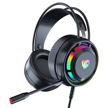 USB para Jogos com Fios de Fones de ouvido com Microfone de Luz RGB Bass Estéreo Sobre-Cabeça de Fone de ouvido para PC Portátil PS4 Som Fone de ouvido Gamer