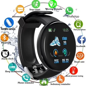 D18 Smartwatch Circular De Cor Da Tela, Com Vários Esportes Modos De Informações De Chamada Lembrete Foto Tomando Música Inteligente Pulseira