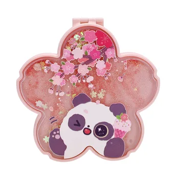1pc bonito espelho de flor-de-rosa panda design de maquiagem portátil dobrável mini-espelho de presente