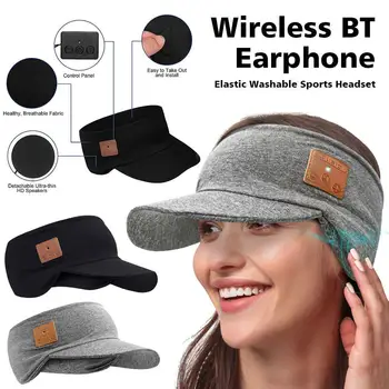 Elástico Novo Esportes Fone De Ouvido Bluetooth Sem Fio Do Fone De Ouvido Música De Beisebol Chapéu Mole Com Microfone Para Respirável-Sol Chapéu