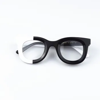 Evove Steampunk Vintage Homens Óculos de Armação Preta das Mulheres Brancas Óculos de Leitura Espessa Acetato de Óculos de Prescrição
