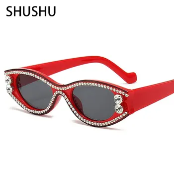 2023 Moda Óculos de sol das Mulheres de Luxo Strass Olho de Gato de Óculos Tendência Feminina Pequeno Quadro de Senhoras de Óculos de Sol UV400