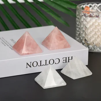 Natural quartzo rosa musgo, ágata quartzo incolor Pirâmide de Cristal de Artesanato Casa do ambiente de Trabalho artesanal Pirâmide ornamentos