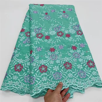 5 jardas do laço Suíço tecido pesado bordados de contas Africana tecidos 100% algodão Suíço em voile de renda populares de Dubai estilo 3L071302