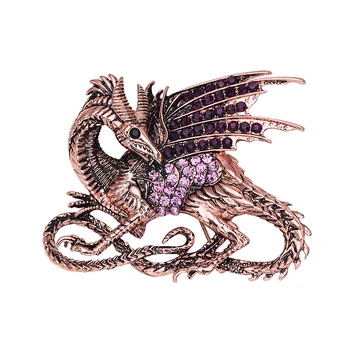 Medieval Dragão Alado Broche De Strass Definição De Animal Liga Broche Decorativo Emblema Mens Roupas De Mulheres De Charme Acessórios