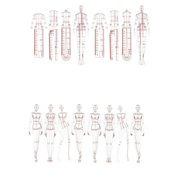 Moda Ilustração Régua Esboço De Modelo De Costura Régua Humanóide Padrão De Medição De Roupas Durável De Uma