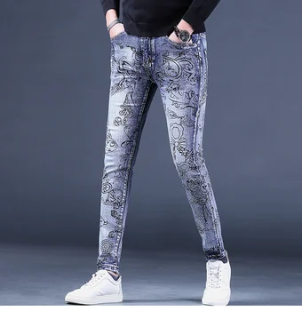KN0737 dos Homens de Moda Jeans em 2023 Pista de Luxo famosa Marca de Design Europeu festa estilo de Roupas masculinas