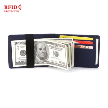 Moda masculina Carteira de RFID Cruz Listra PU Cartão de Clipe de Versão coreana Criativo Cinto Elástico Dólar Clipe Portátil Homens Carteira