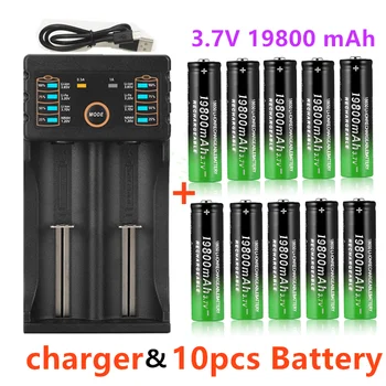 18650 Baterias de Lítio 18650 Lanterna Recarregável-Bateria De 3,7 V 19800 Mah para a Lanterna + carregador USB +entrega Grátis