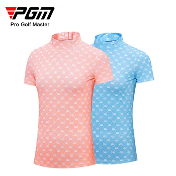 PGM de Golfe feminino de Manga Curta T-shirt de Verão, Respirável, Seca Rápido, Superior de Desporto de Vestuário de Golfe Mulheres de Azul e cor-de-Rosa S-XL YF557