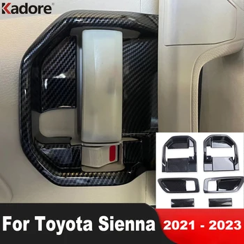 Para A Toyota Sienna 2021 2022 2023 Fibra De Carbono Carro Dentro Da Maçaneta Da Porta Interior Tigela Tampa Do Copo De Guarnição De Decoração De Interiores Acessórios