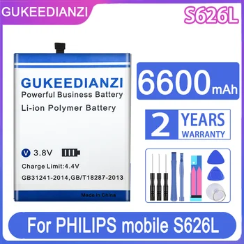 GUKEEDIANZI 6600mAh Bateria de Substituição Para a PHILIPS móvel S626L Baterias do Telefone Móvel