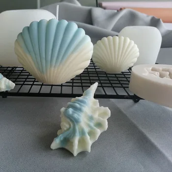 3D Decorativo Concha Vela do Molde,DIY Vela Fazendo Concha Forma de Sabão Moldes de Silicone para Sabonetes,Aromaterapia,Cozimento Ferramenta,Molde de Resina