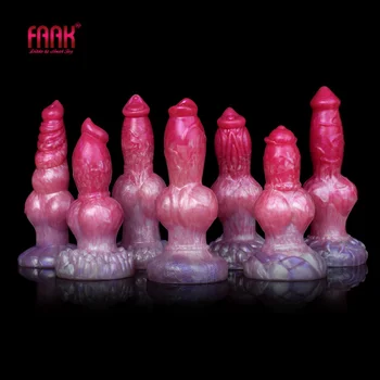 FAAK Fantasia Cão Nó Vibrador, Com Ventosa de Silicone Grande Pênis Plug Anal Brinquedos Sexuais Para Mulheres, Homens do sexo Feminino Masturbador Grande Dong