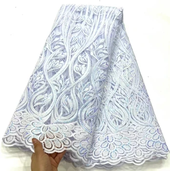 Tecido africano Mulher 2023 5Yard Lace Tule Bordado de Alta Qualidade de Casamento Vestido de Festa Azul Nigeriano Malha Bordado francês Net