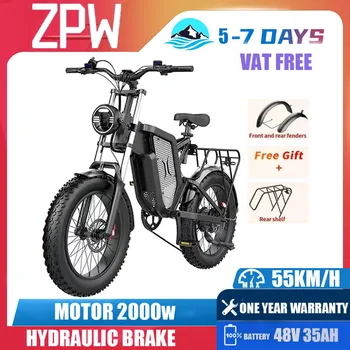 ZPW X20 EBike 2000W 48V 35AH de 20 Polegadas e Pneus Fat Adultos Montanha Bicicleta Elétrica Montanha de Ciclomotor de Neve Bicicleta Elétrica