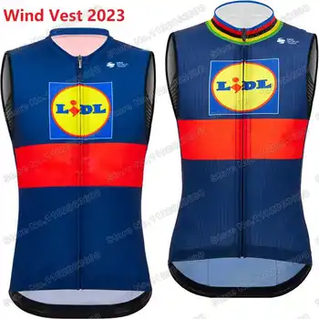 2023 Lidl Ciclismo Colete à prova de Vento Campeão do Mundo de Mads Pedersen Vento Colete de Estrada de Ciclismo Jersey Blusão sem Mangas MTB Chaleco