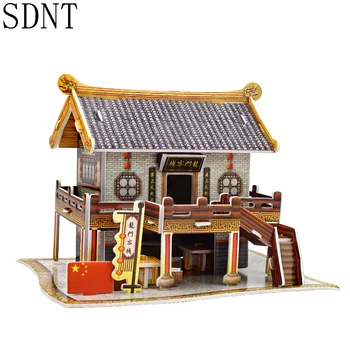 3D a Construção de modelos de quebra-Cabeças de Brinquedos para Crianças de DIY Chinesa Antiga Arquitetura Assembleia de Papelão Modelo de Kit de Brinquedo Quebra-cabeça Jogo de Passatempo