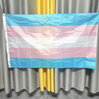 Frete grátis Alta Qualidade LGBT trans transexuais Bandeira do orgulho 90x150cm 5*3 pés Pendurados cor-de-Rosa Azul Bandeiras do arco-íris Poliéster