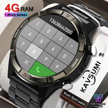 2023 Novo 4G de Memória Smart Watch AMOLED 454*454 HD Sempre Exibir O Tempo de Chamada Bluetooth Smartwatch Para Homens Huawei TWS Fones de ouvido