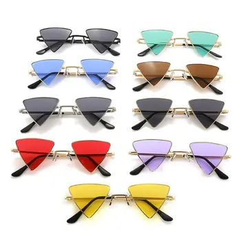 Armação de Metal de Pequeno Hippie Óculos de sol Coloridas Coloridas Lente Triangular Punk Tons a Proteção UV400 Óculos