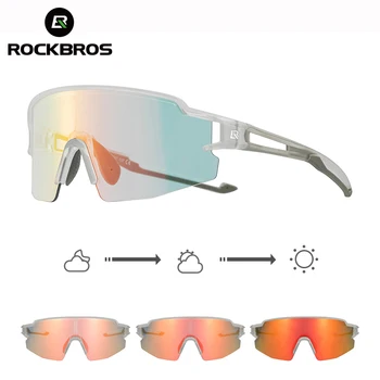 Rockbros oficial de Ciclismo de Óculos Fotossensíveis Lente Polarizada Moto Óculos a Proteção UV400 Óculos Óculos de sol Óculos de MTB