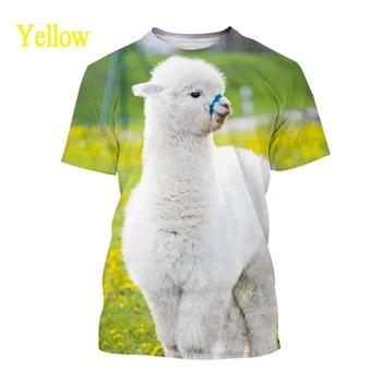 Venda quente Nova de Verão Alpaca Impressos em 3D Bonito Divertido Alpaca Rainbo Criatividade Unisex Blusa tees Tops, T-Shirt