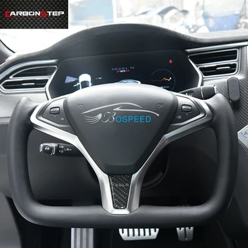 Novo Estilo Para O Tesla Model X S 3 Y Jugo Xadrez Preta De Couro, Fibra De Carbono, Carro Volante Aquecimento De Atualização Personalizada