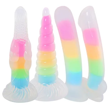 Novo Luminosa Plug Anal Monstro Dildos Vibrador Realista Dilatador Anal Masturbação Ferramenta De Adultos Brinquedos Sexuais Para As Mulheres Anal Vagina Brinquedo