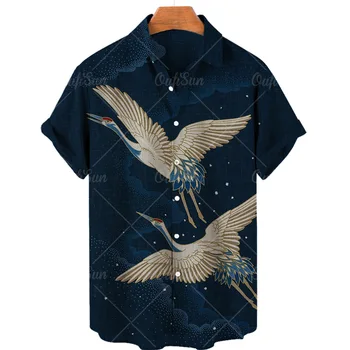 Nova Moda de Verão Casual Impressão de Flor Havaiana Camisas dos Homens de Férias à beira-Mar Tops Estilo Chinês Camisas Camisas para Homens