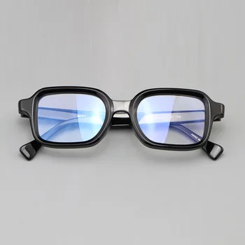 Personalizado Retro Retangular Óculos de Armação 129F Homens Mulheres Clássico Artesanal Óculos de Qualidade Superior Premium Prescrição de Óculos