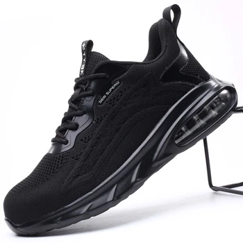 Calçados De Segurança Homens Mulheres Almofada De Ar Sapatos De Trabalho Tênis Biqueira De Aço Indestrutível Sapatos Respirável Punção Prova De Homens Botas