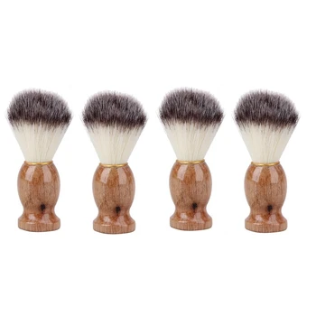 4Pcs de Texugo Cabelo dos Homens Pincel de barba Salão de beleza Facial Homens de Barba Limpeza de Aparelho de Barbear Ferramenta Pincel de Barbear Com Punho de Madeira