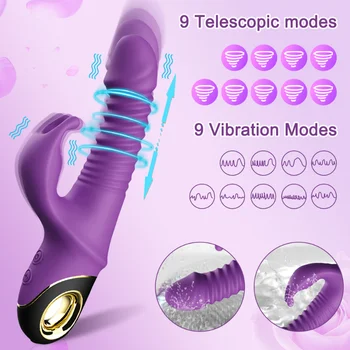 Poderoso Coelho, Empurrando o Vibrador Automático Telescópica ponto G, Clitóris Estimulador Feminino Masturbação Brinquedos Sexuais para Mulheres Adultos