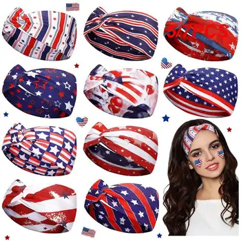 5/7PCS Yoga Cabeça Bandeira Americana que absorvem o Suor Fácil De usar Atado Vintage Hair Band Sports Cabelo Faixa a Faixa do Cabelo Ferramenta