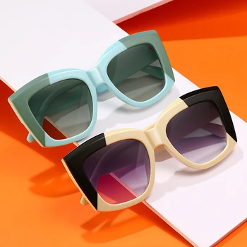 Moda nova Placa de Óculos de sol das Mulheres da Praça de Retro Metade, Óculos de sol dos Homens Colorido Grande Armação Óculos de sol de meninas UV400