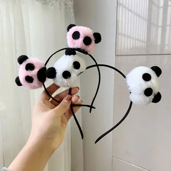 Pelúcia Panda Cabeça Dos Desenhos Animados Encantadores De Estilo Chinês, O Animal Cabelo De Boneca Clipe De Menina