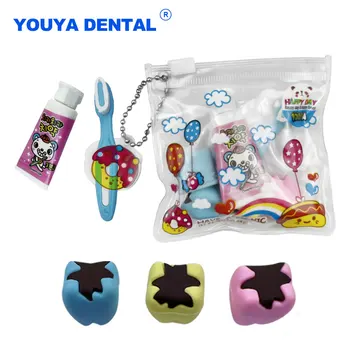 Kawaii Borrachas Criativo Cartoon Dental, creme Dental, escova de dente taça de Borracha a Aprendizagem de Crianças de Limpeza para o Dentista Escola Dom
