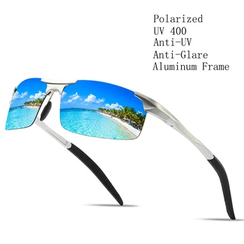 Os Óculos de sol polarizados Mens Esportes de Condução de Óculos de Sol a Proteção UV400 Quadro de Alumínio do Espelho de óculos de proteção Óculos de sol Vintage