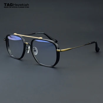 Marca de Acetato de Titânio Óculos de Armação Homens 2023 praça Óptico Prescrição de Óculos para Mulheres Miopia Óculos Óculos Gafas 2206